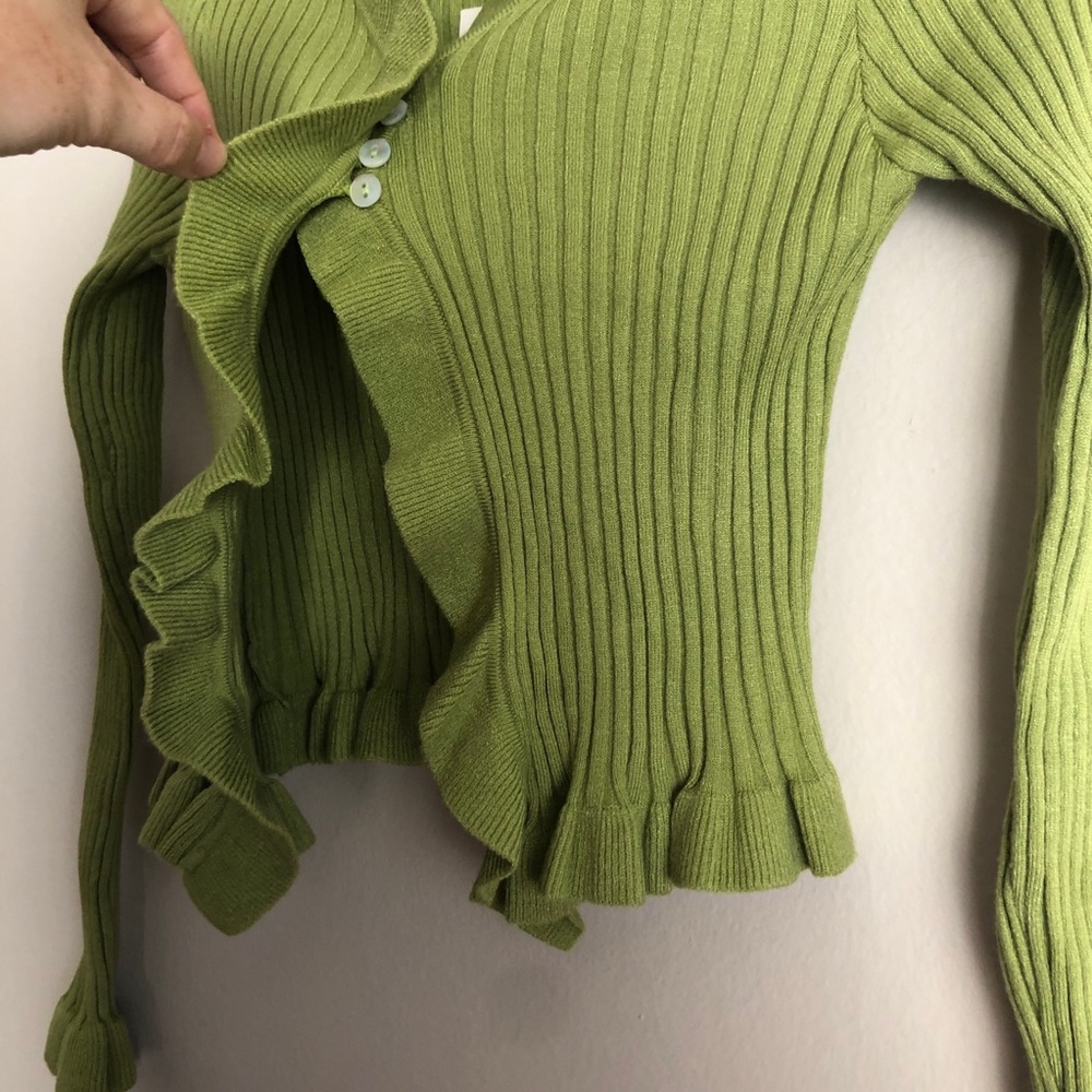 Merritt Charles Green Ribbed Cardigan - Picture 3 of 5